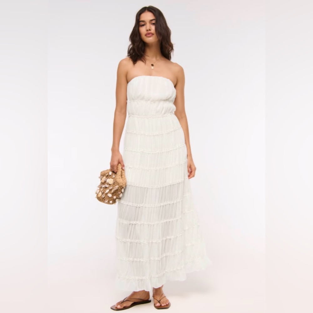 Abercrombie Strapless Ruffle Maxi Dress